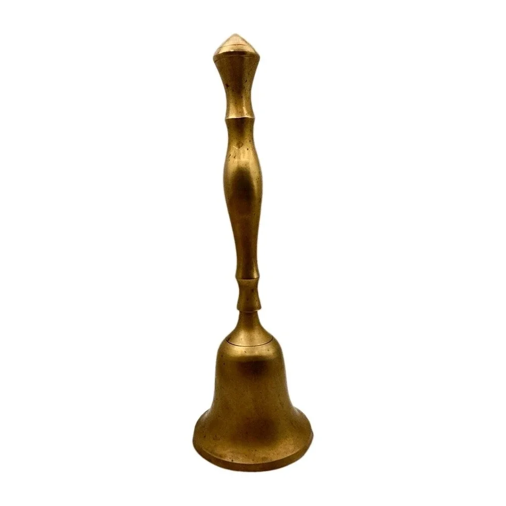 Vintage Brass Hand Bell With Handle, school bell 8 1/2